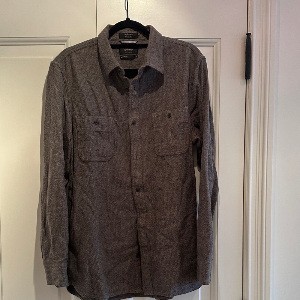 Nordstrom Men's Gray Herringbone Shirt